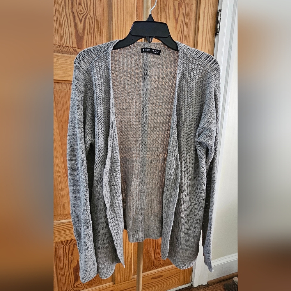 Grey Loose Knit Cardigan Size Small